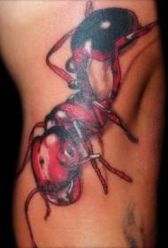 Modello realistico di tatuaggio di formica rossa e nera di gambe
