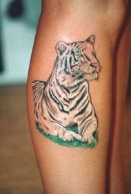 Iphethini le-cartoon white tiger leg tattoo