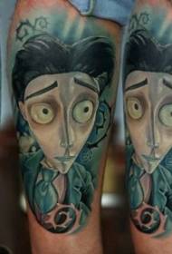 Gekleurde grappige man portret cartoon tattoo patroon