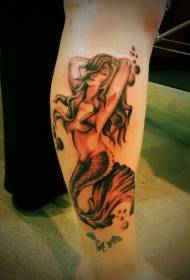 Bonic patró de tatuatge de sirena sexy a la vedella