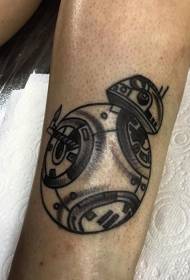 Shank képregény stílusú fekete-fehér robot tetoválás minta