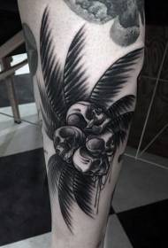Blauzdos juoda palmė su laumžirgio formos kokoso tatuiruotės modeliu