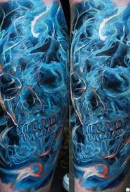 Tele barva tajemný kouř lebka tetování vzor