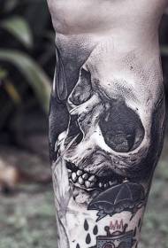 Model de tatuaj craniu negru realist stil realist