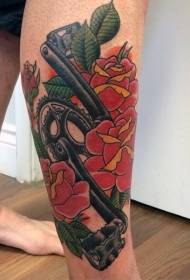 Pedale per bicicletta color polpaccio e motivo tatuaggio rosa