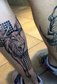 Modèle de tatouage de veau noir et rhinocéros noir de style moderne