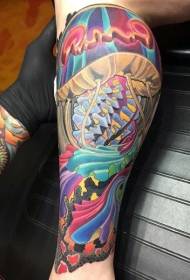 Теленок великолепный цветной татуировки медузы
