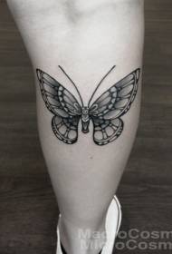 Model de tatuaj fluture frumos gri negru vițel