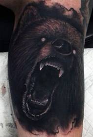 Griezelige duivel brullende beer kleur tattoo patroon