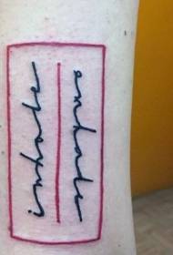 Egyszerű fekete és piros levél tetoválás minta