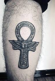 Calf stone carving style black egyptian symbol tattoo pattern