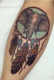 Vasikanvärinen unelma sieppari elefantin tatuointikuviolla