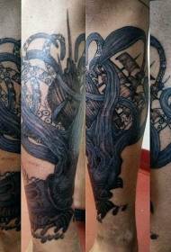 Scuid ghorm péinteáilte gorm agus patrún tattoo bád