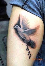 Pigeon tattoo pattern on calf