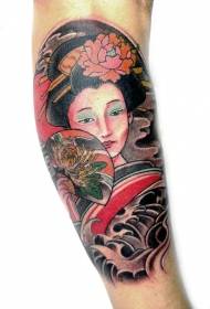 Braccio asiatico bellissimo motivo tatuaggio geisha