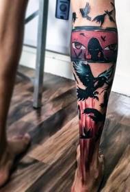 Ochju umanu di culore di ternina cù un mudellu di tatuaggi di culore di corna