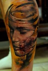 Tele chlupatá tvář fest ženský portrét tetování vzor