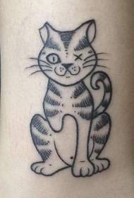 간단한 검은 선 부상 고양이 문신 패턴