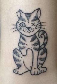 Pátrún simplí tattoo cat atá gortaithe go simplí dubh