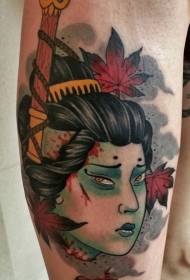 Shank Asian geisha student first painted tattoo pattern