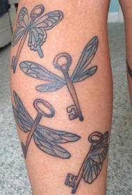 Tele dlhé krídla kľúčové kreslenie tetovanie vzor