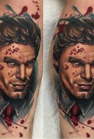 Mga binti ng bagong paaralan madugong dexter portrait pattern ng tattoo