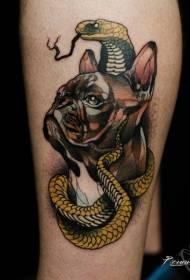 Uusi koulun väri käärme ja koiran tatuointikuvio