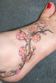 Mu bàn chân, phong cách Trung Quốc, hình xăm hoa anh đào
