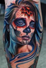 Shank meksiko gaya tradisional pola kecantikan potret tato