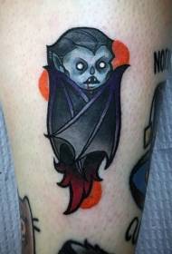 Patrón de tatuaxe de morcego de debuxos animados en cor