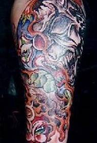 Benfarge demon tema tatoveringsmønster
