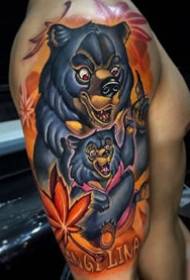 una serie di disegni di tatuaggi colorati sulla coscia