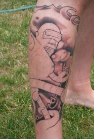 Immagine di tatuaggio robot bianco grande gamba marrone