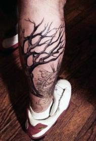 Vitello solitario nero con motivo a tatuaggio cimitero