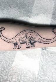 Küçük kol küçük taze siyah çizgi dinozor dövme deseni