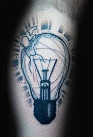 Modello di tatuaggio lampadina rotto nero di vitello