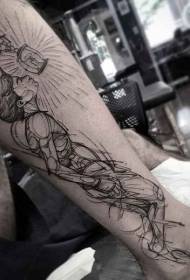 Shank skatch style wiil madow oo leh shaati tattoo shaati ah