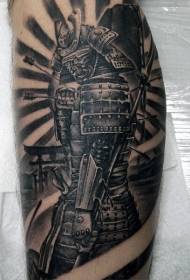 Guerriero guerriero in vitello stile asiatico con motivo tatuaggio freccia