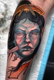 Braccio modello tatuaggio tatuaggio pugnale geisha sanguinante multicolore in stile asiatico