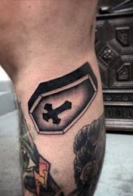 Borjú fekete-fehér koporsó kereszt tetoválás minta