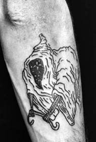 Reticolo di tatuaggio braccio morte linee nere divertente