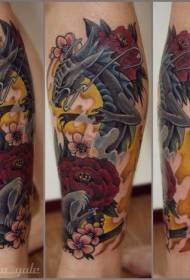 Shank prekrasan šareni zmaj raznih cvjetnih uzoraka tetovaža