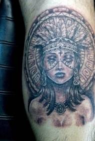 Shank glamoureuze swart en wite mysterieuze tribale froulju tattoo patroan