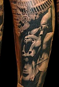 寫實風格寫實黑白各種埃及雕像紋身設計
