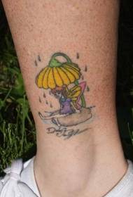 Dzeltens joks zem lietus, elfa tetovējuma raksts