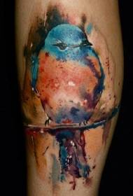 Modello tatuaggio uccello vitello blu