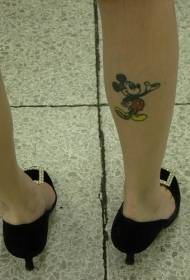 Jalan väri sarjakuva kaunis mikki hiiri tatuointi