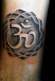 ხბოს შავი pricked hindu ხასიათის tattoo ნიმუში