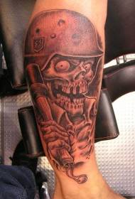 skull tattoo pattern wearing military helmet