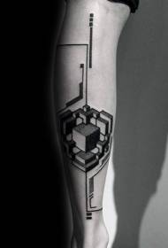 Telo crne čvrste geometrijske uzorke tetovaže